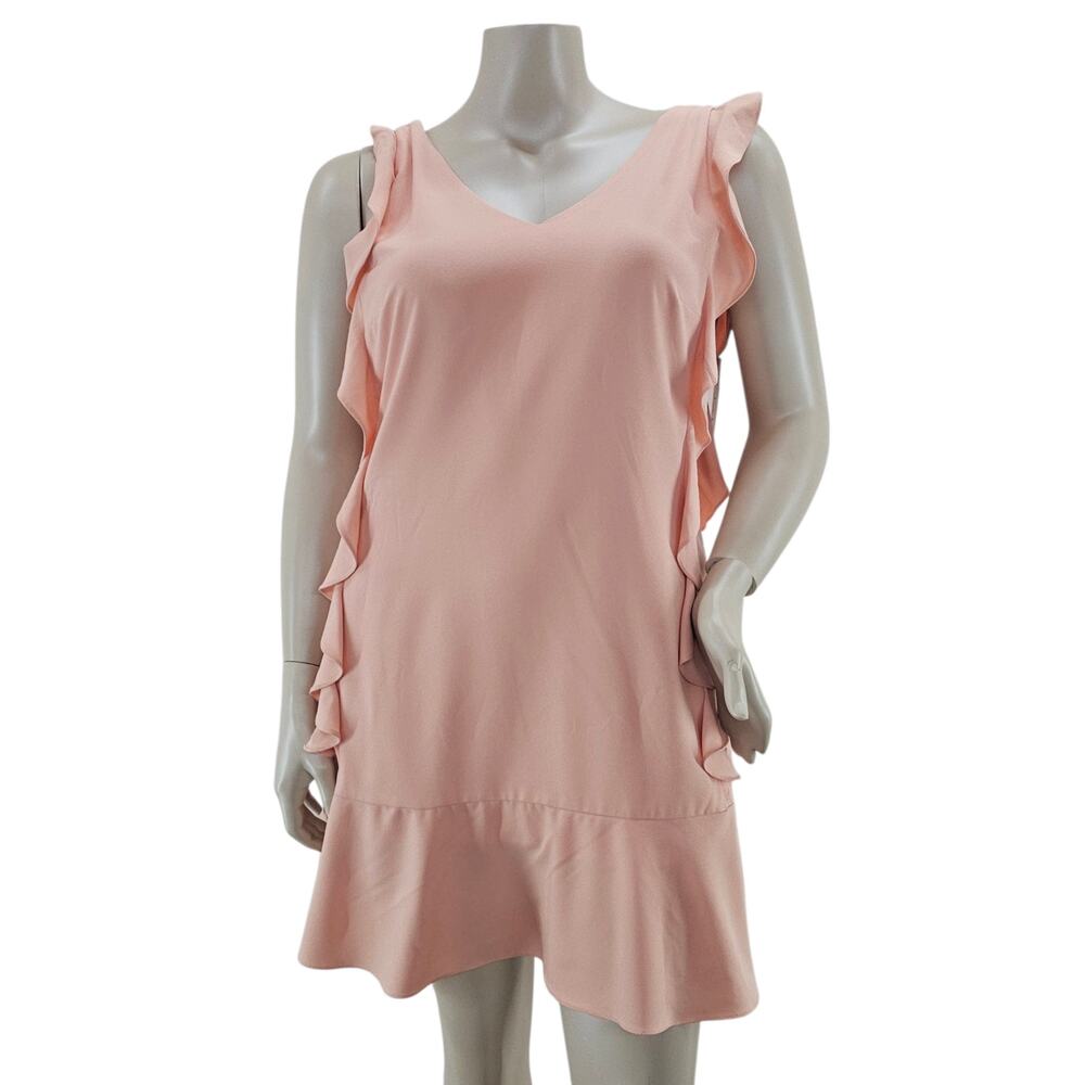 NWT Nicole Miller Studion Dress Size 14 Blush Peach Ruffled Sleeveless Lined - Picture 1 of 14